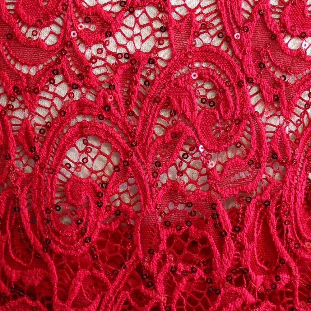 Liz Claiborne Sequin Lace Mesh Dress Lined Size 10 - Picture 6 of 9